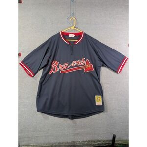 Mitchell & Ness Atlanta Braves Jersey XL Quarter Zip Cooperstown Collection MLB